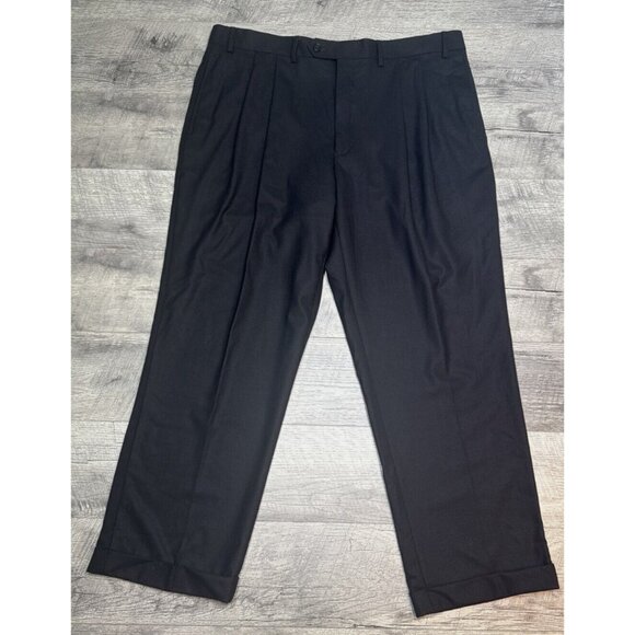 Lauren Ralph Lauren Wool Trousers Mens 40x30 Black‎ Pleated Dress Pants NEW